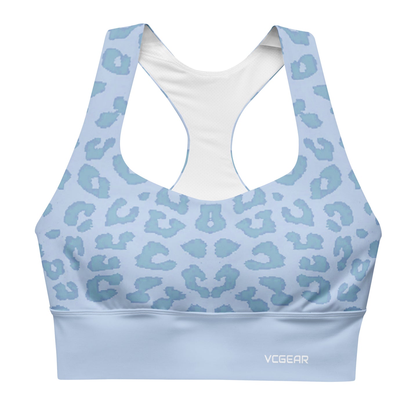 Sky Blue Cheetah Sports Bra